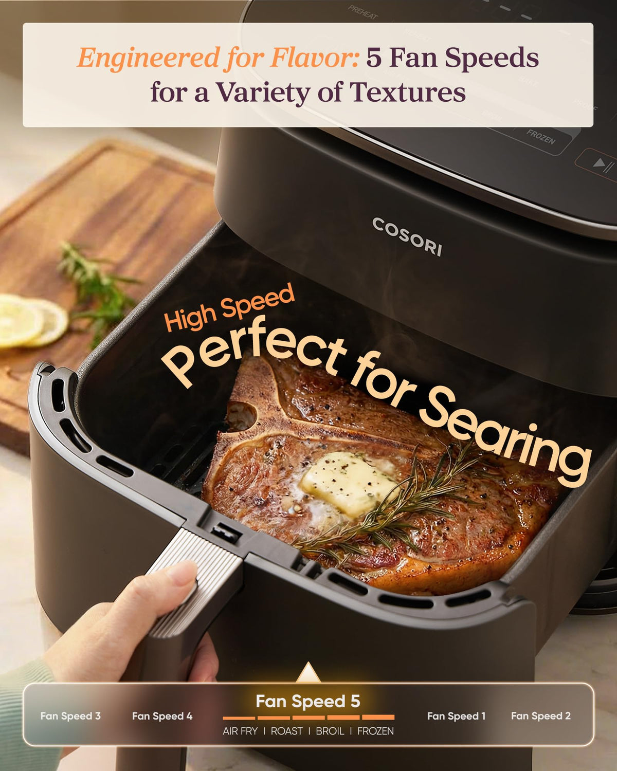 Cosori TurboBlaze Air Fryer, 9-in-1, 6 Qt, PFAS-Free Ceramic Coating