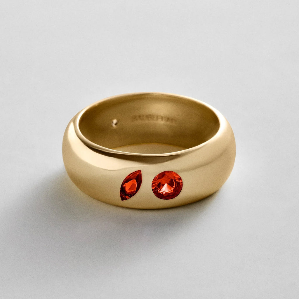 Custom Two-Stone Gold-Plated Band Ring