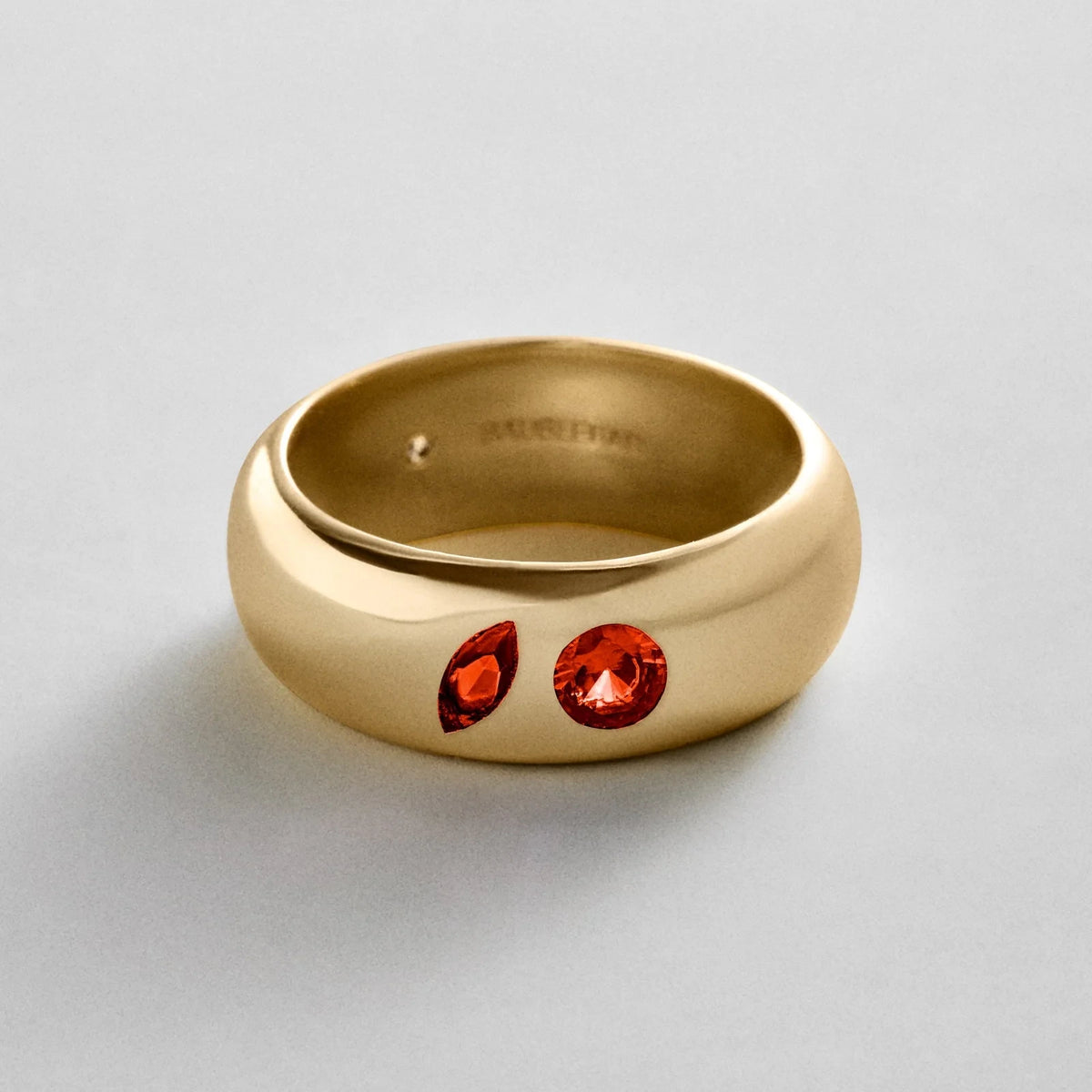 Custom Two-Stone Gold-Plated Band Ring