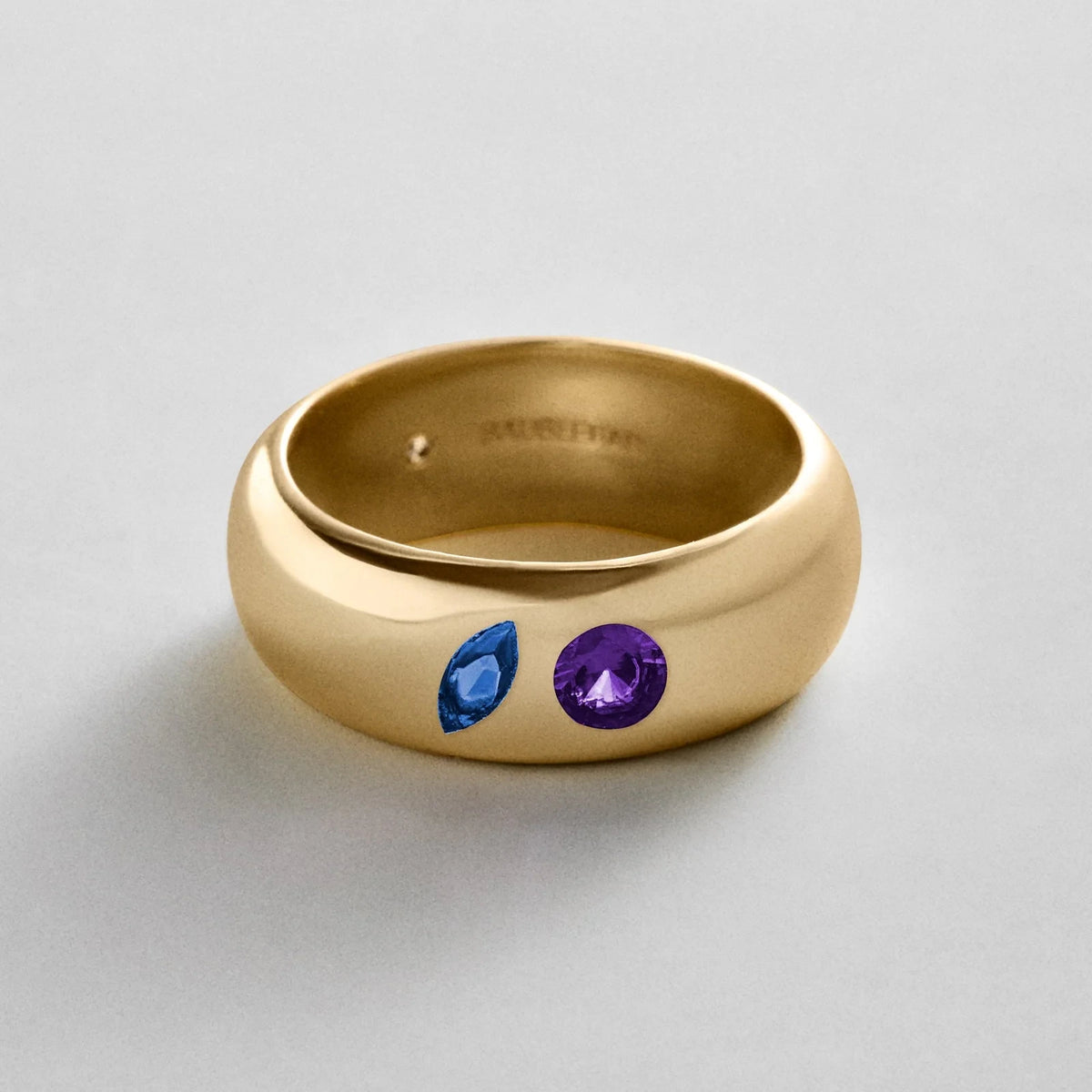Custom Two-Stone Gold-Plated Band Ring