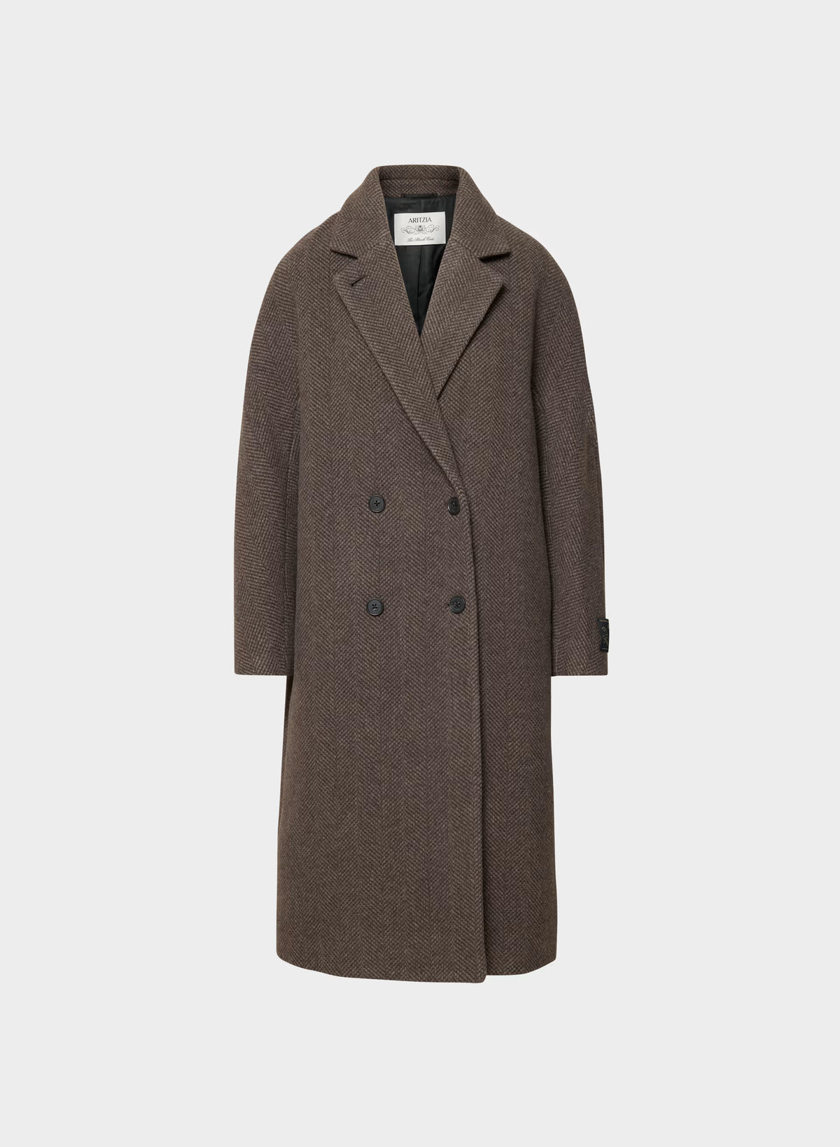 Double-Breasted Wool Cashmere Coat - Herringbone