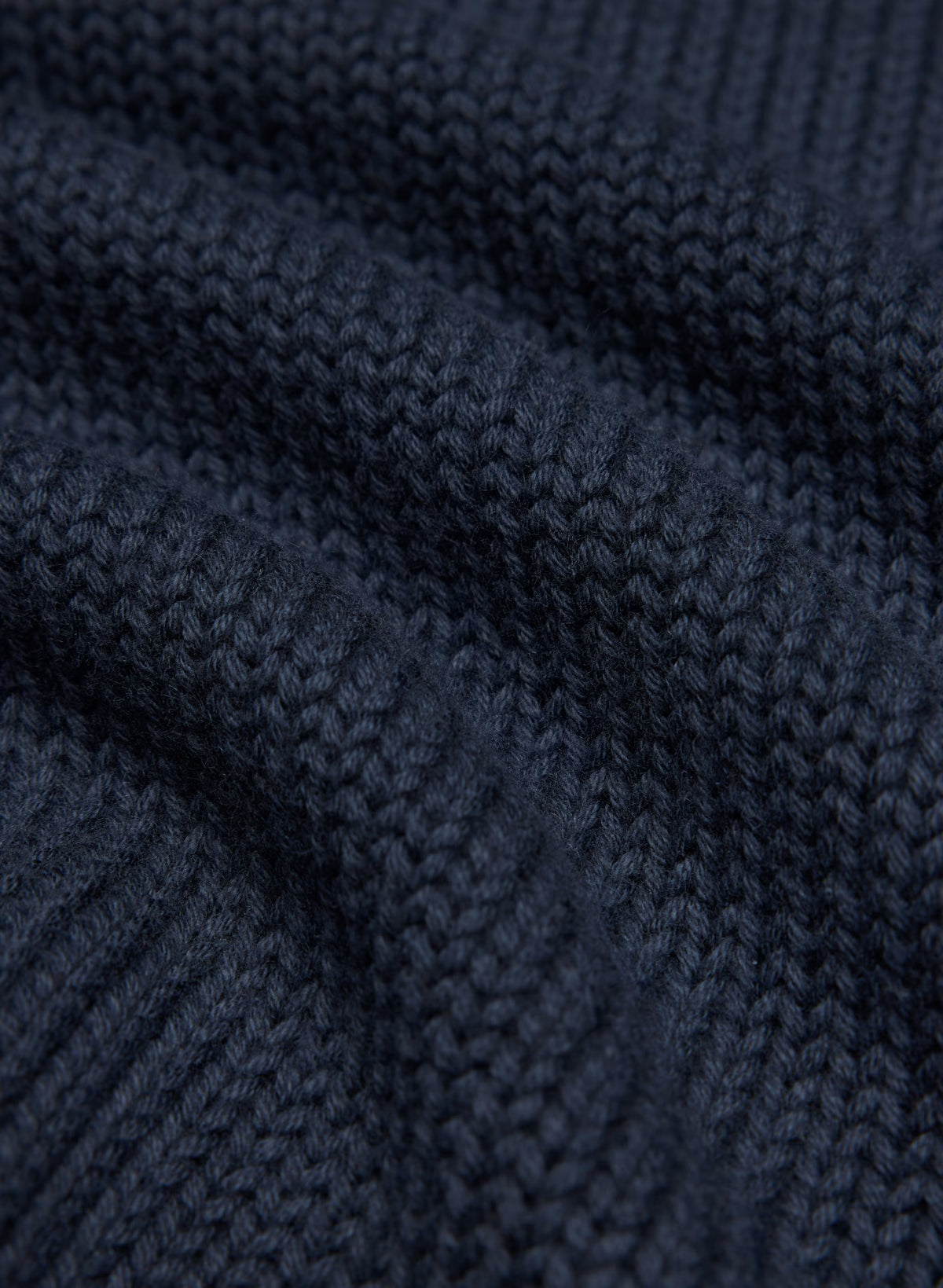 Cotton Cashmere Hip-Length Sweater - Navy