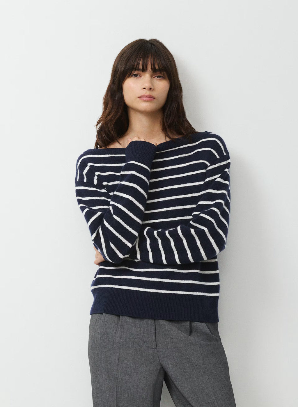 Cashmere Boatneck Sweater - Heather Gray