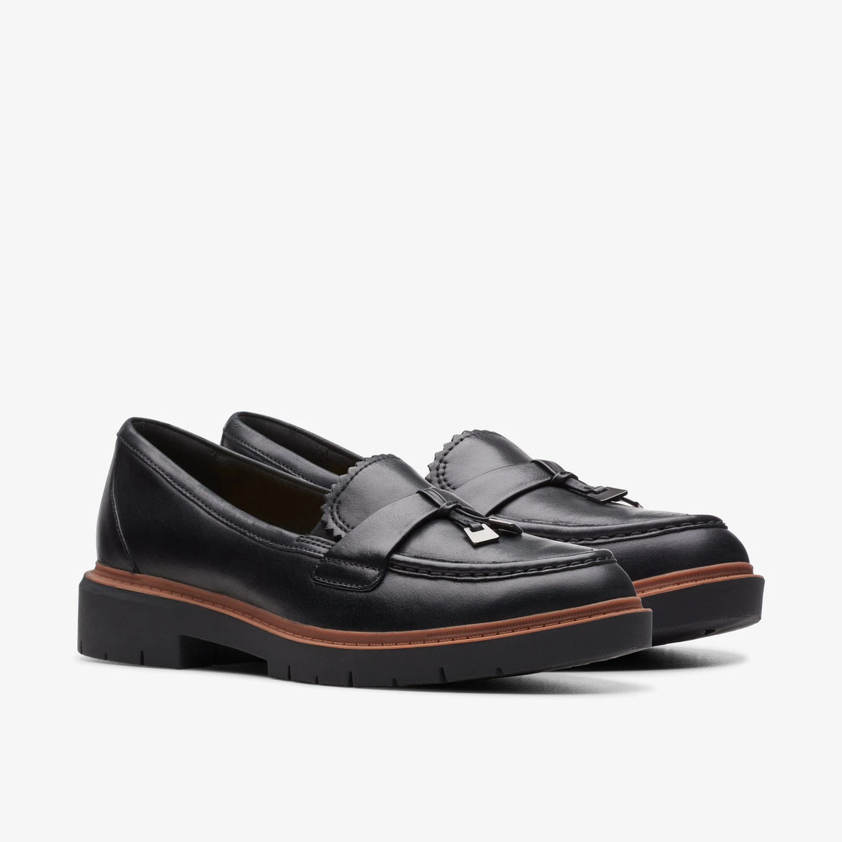 Leather Lug Sole Loafer - Black