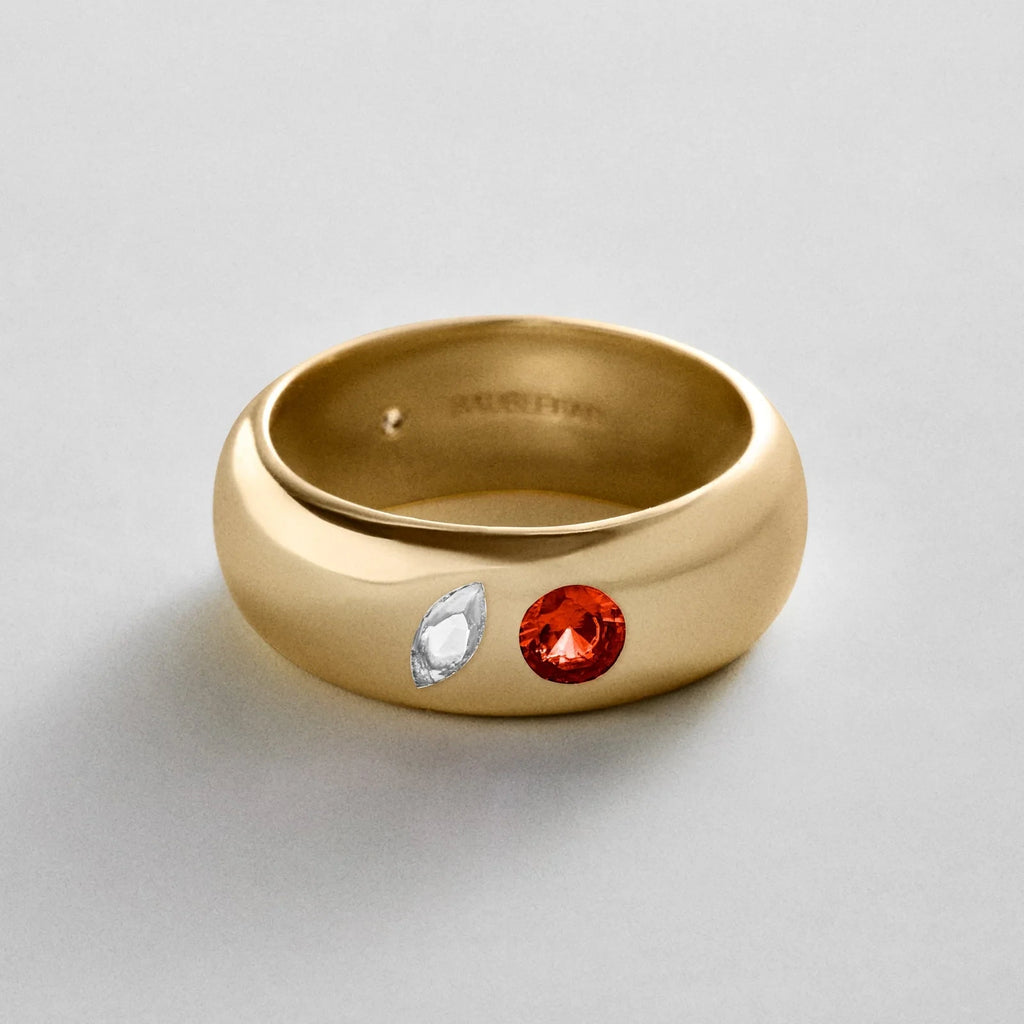 Custom Two-Stone Gold-Plated Band Ring