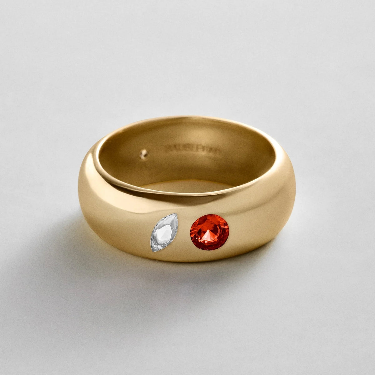 Custom Two-Stone Gold-Plated Band Ring