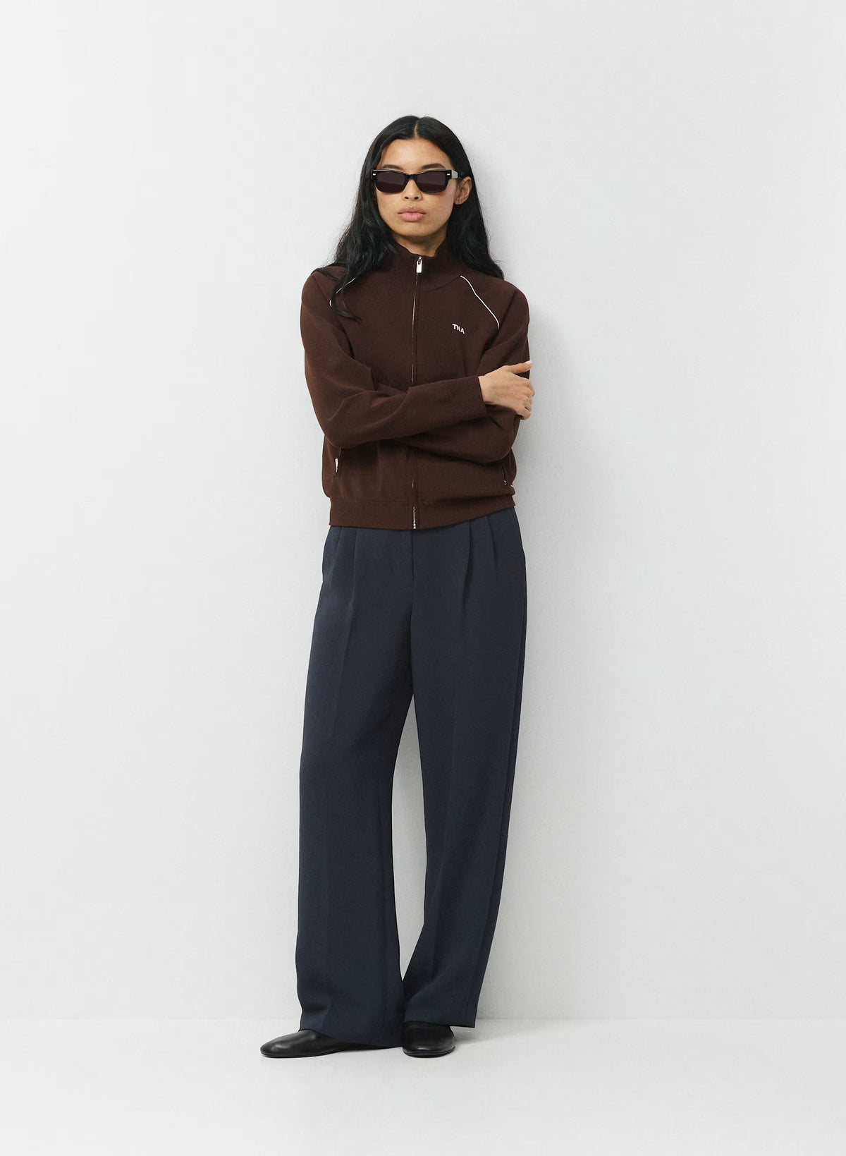 High-Rise Wide-Leg Crepe Trousers - Sand