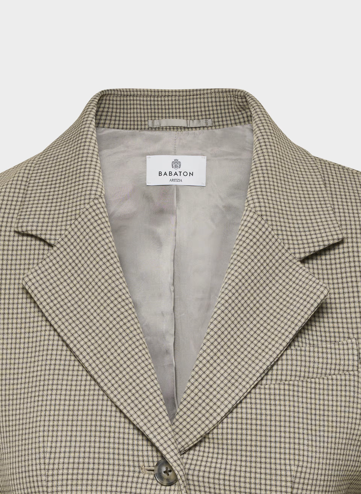 Single-Breasted Stretch Blazer - Brown Check