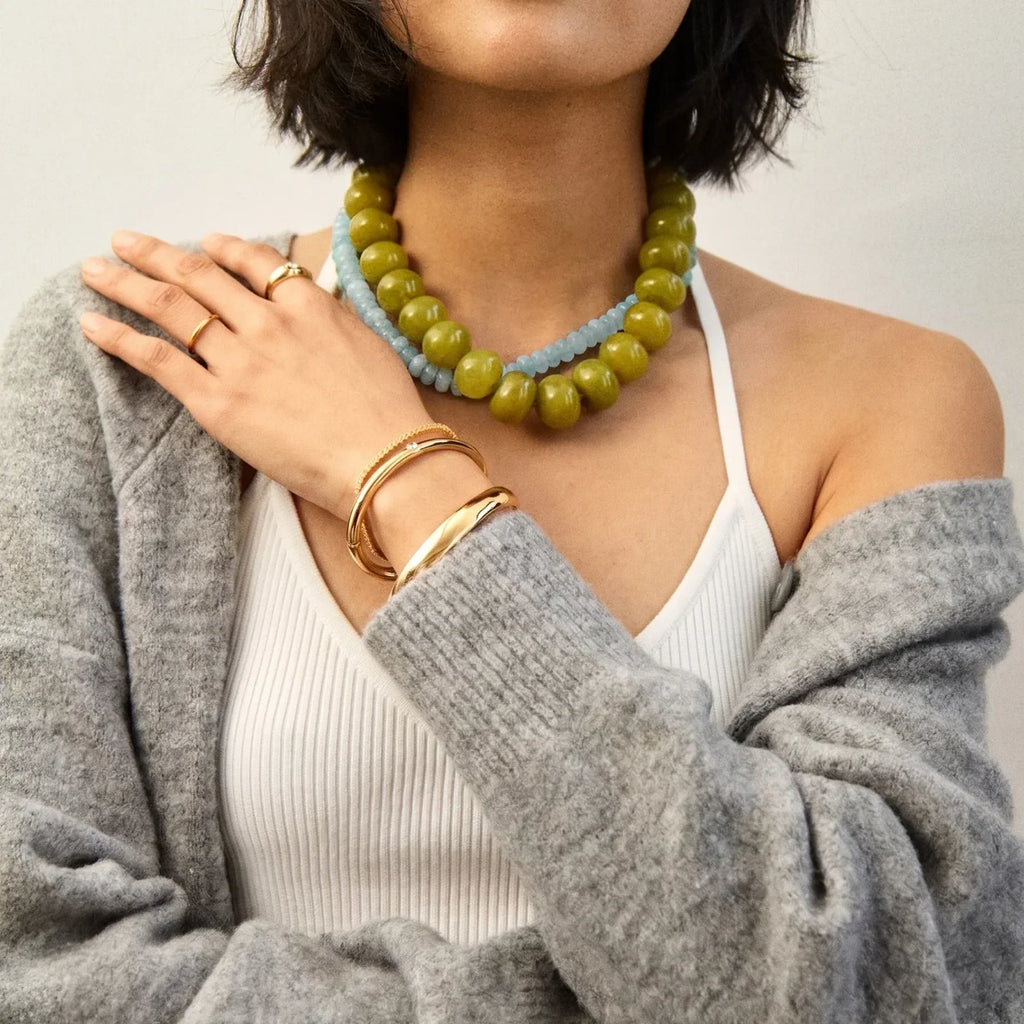 Olive Bead Statement Necklace