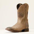 Men's Leather Wide Square Toe Western Boots - Gray