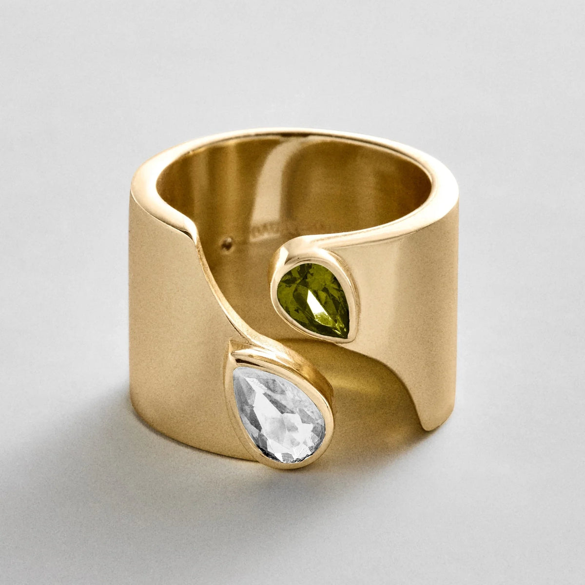 Personalized Two-Stone Open Band Ring - Gold
