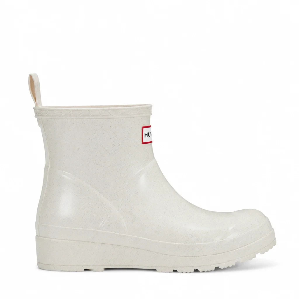 Women's Glitter Short Rain Boots - White