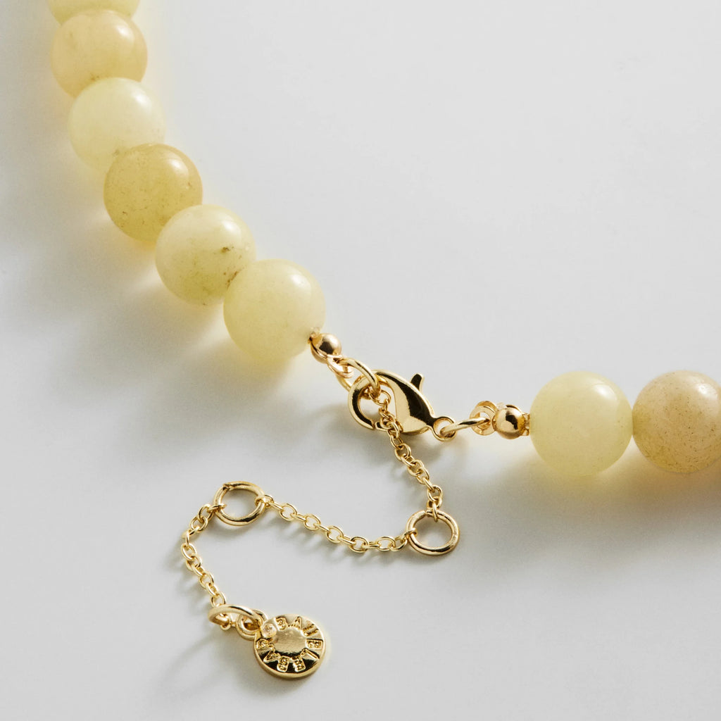 Yellow Beaded Charm Ring Necklace