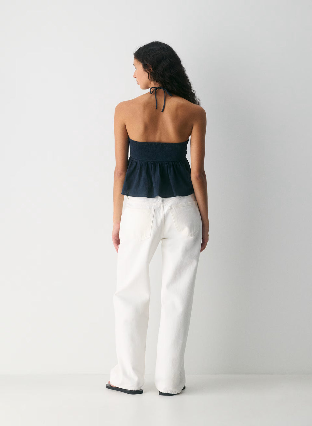 Cotton Halter Top - Navy