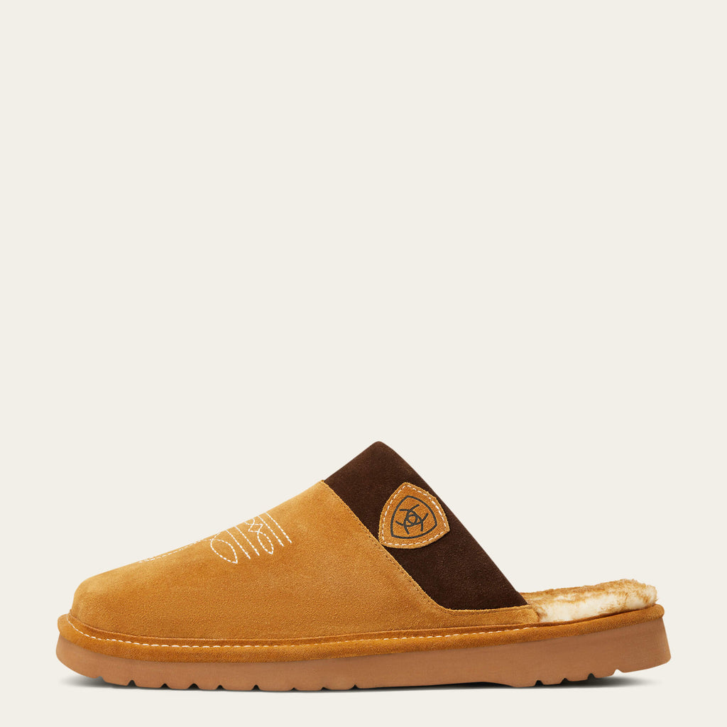 Men's Suede Square Toe Slipper - Chestnut