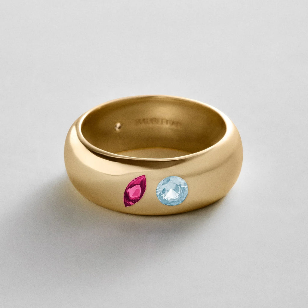 Custom Two-Stone Gold-Plated Band Ring