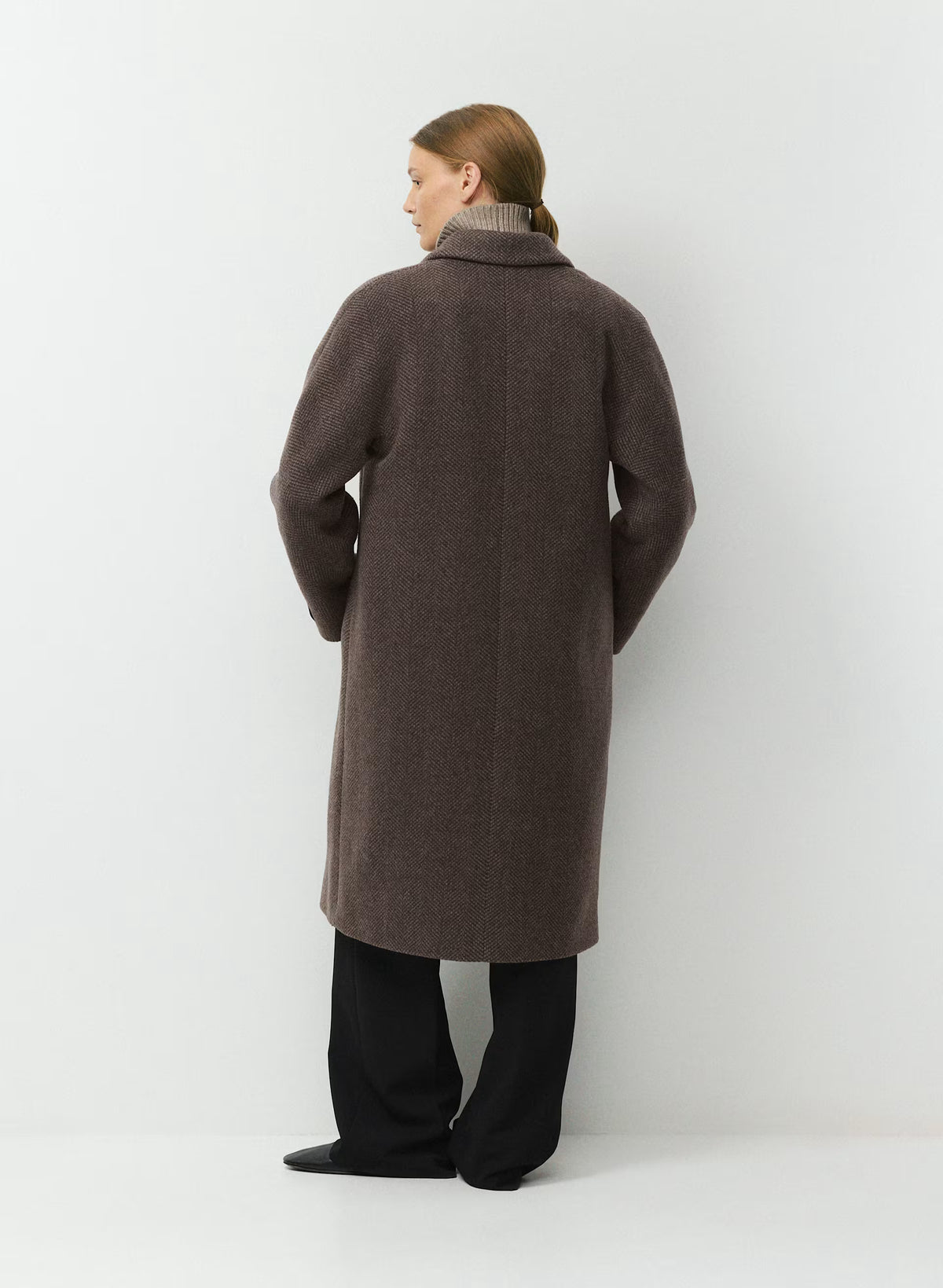 Double-Breasted Wool Cashmere Coat - Herringbone