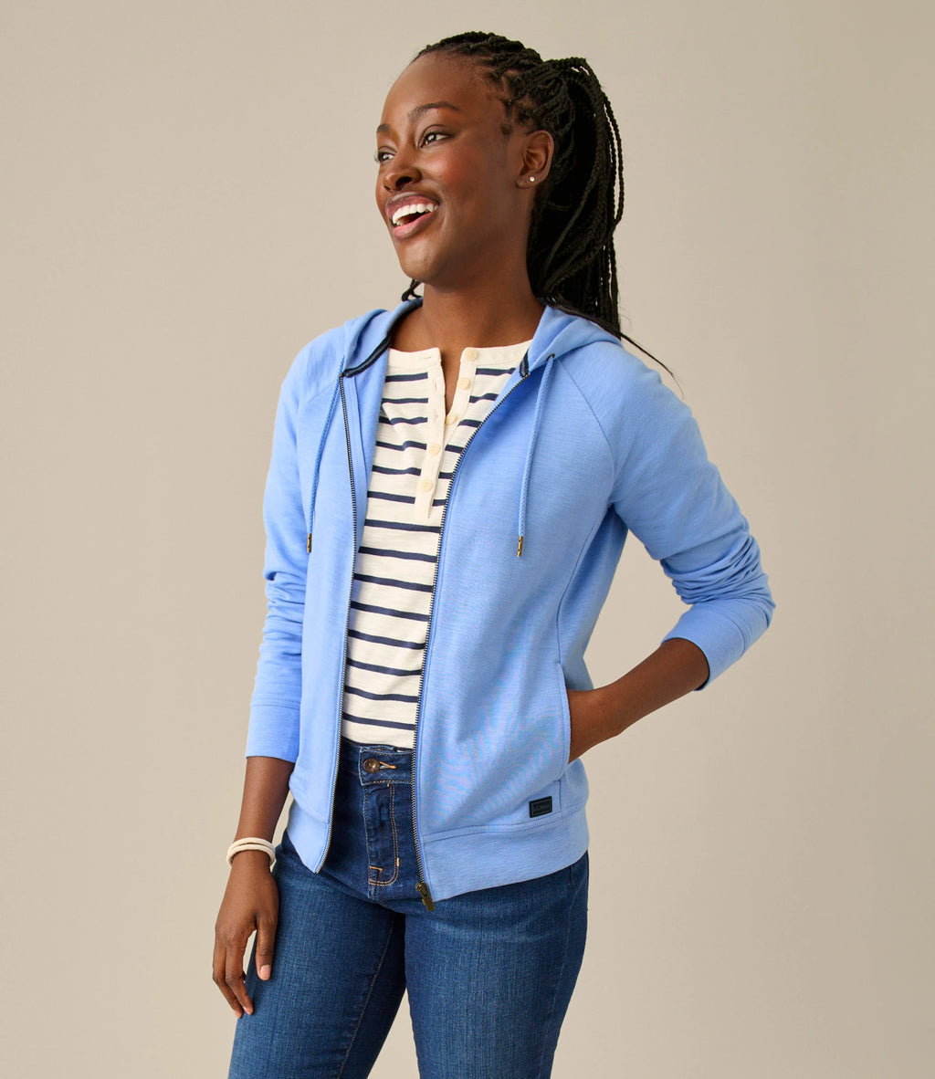 Women's French Terry Full-Zip Hoodie - White