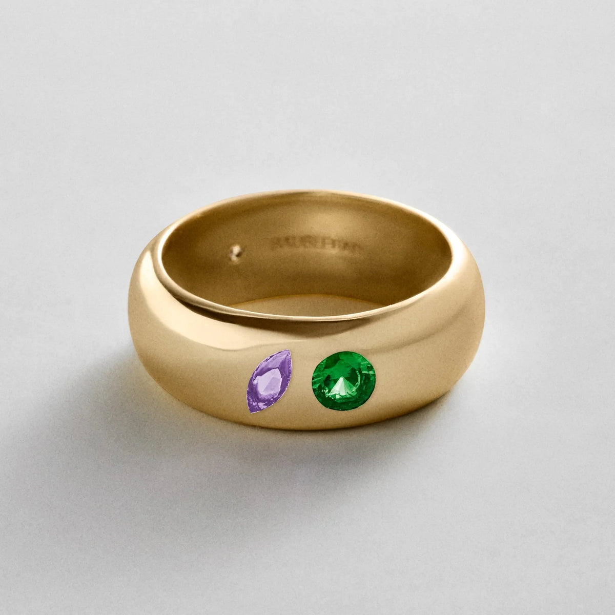 Custom Two-Stone Gold-Plated Band Ring