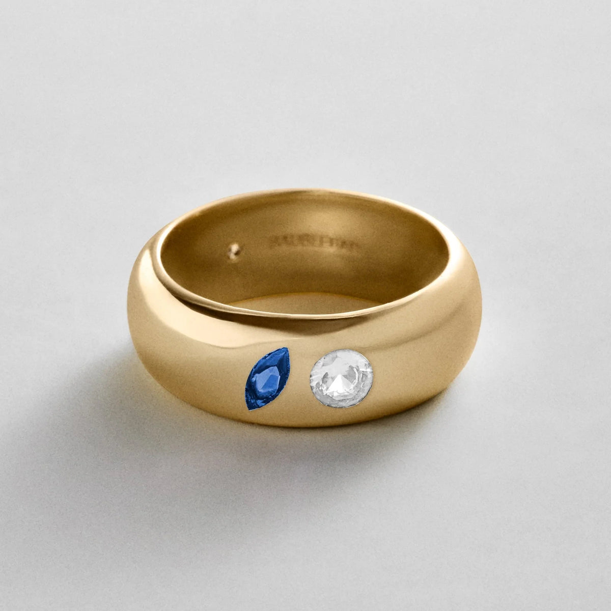 Custom Two-Stone Gold-Plated Band Ring