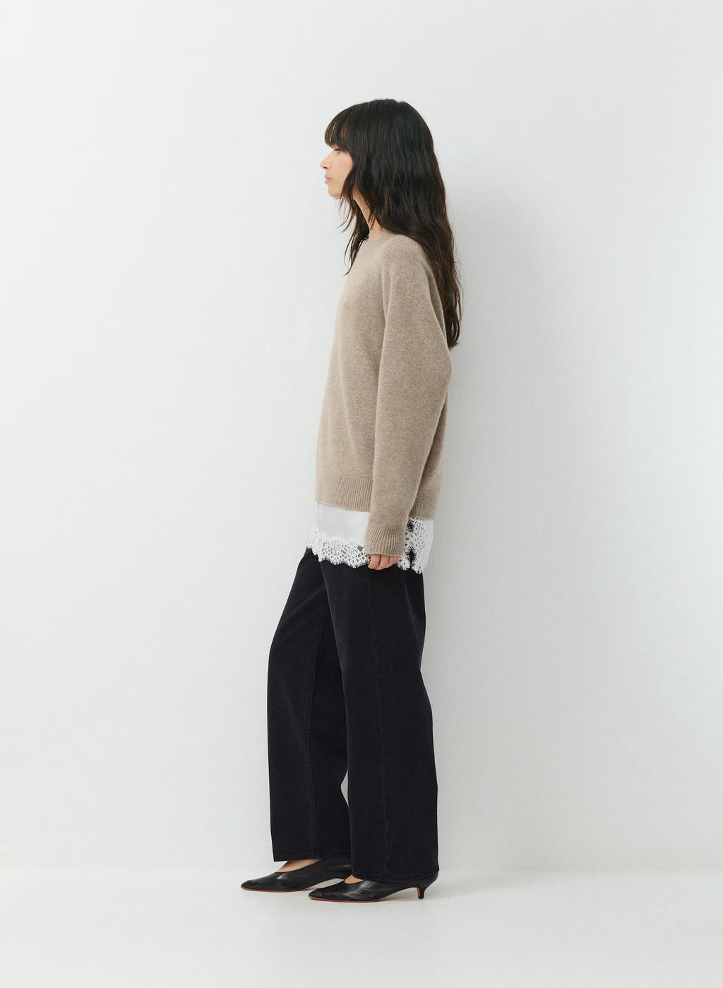 Wool Cashmere Raglan Sweater - Olive
