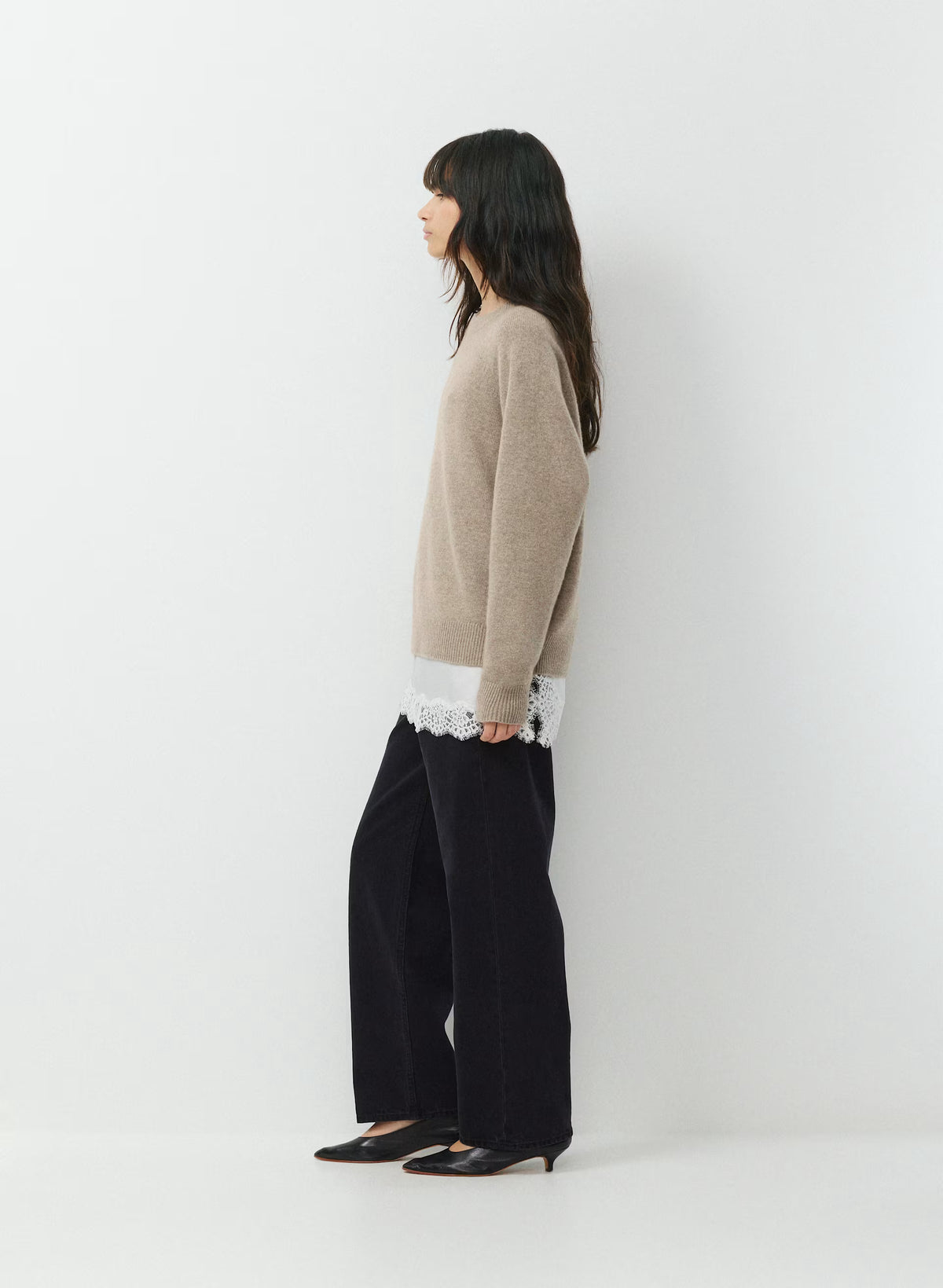 Wool Cashmere Raglan Sweater - Olive