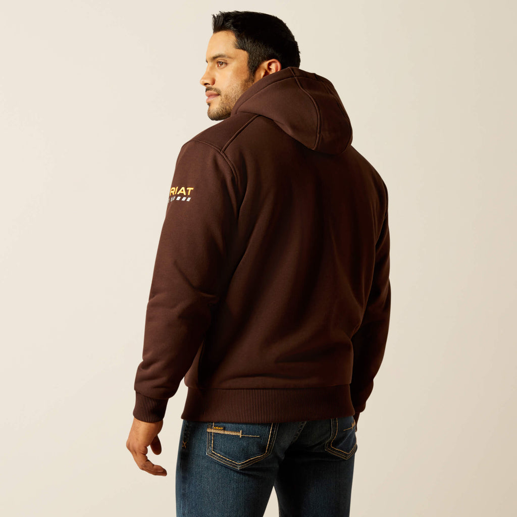 Men's Sherpa-Lined Water-Repellent Zip Hoodie - Brown