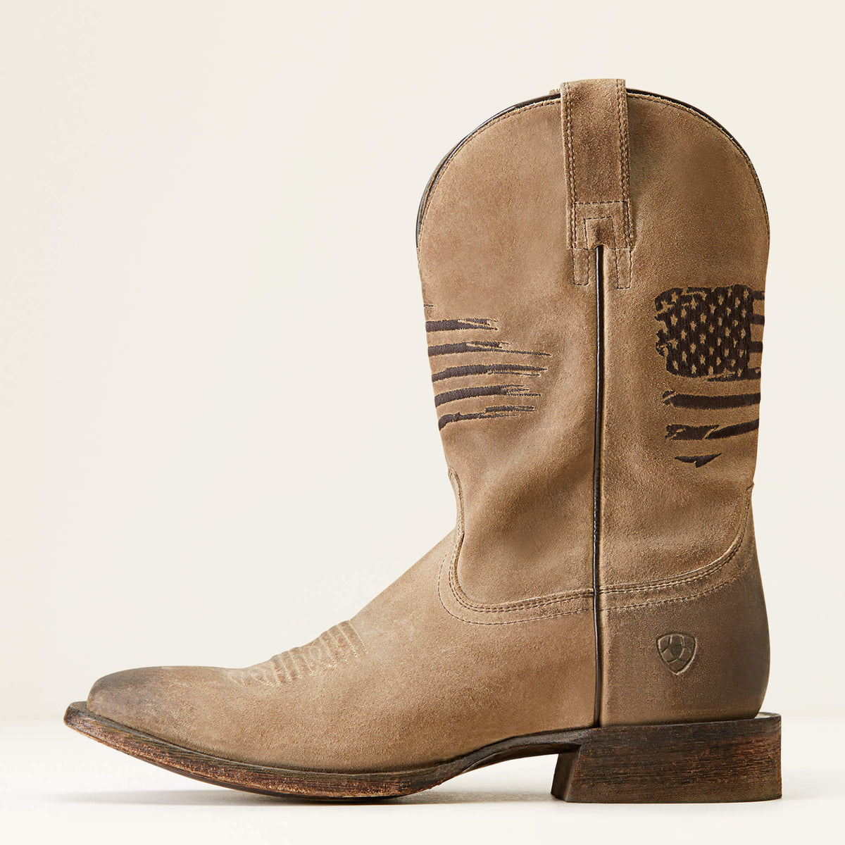 Men's Leather Wide Square Toe Western Boots - Gray