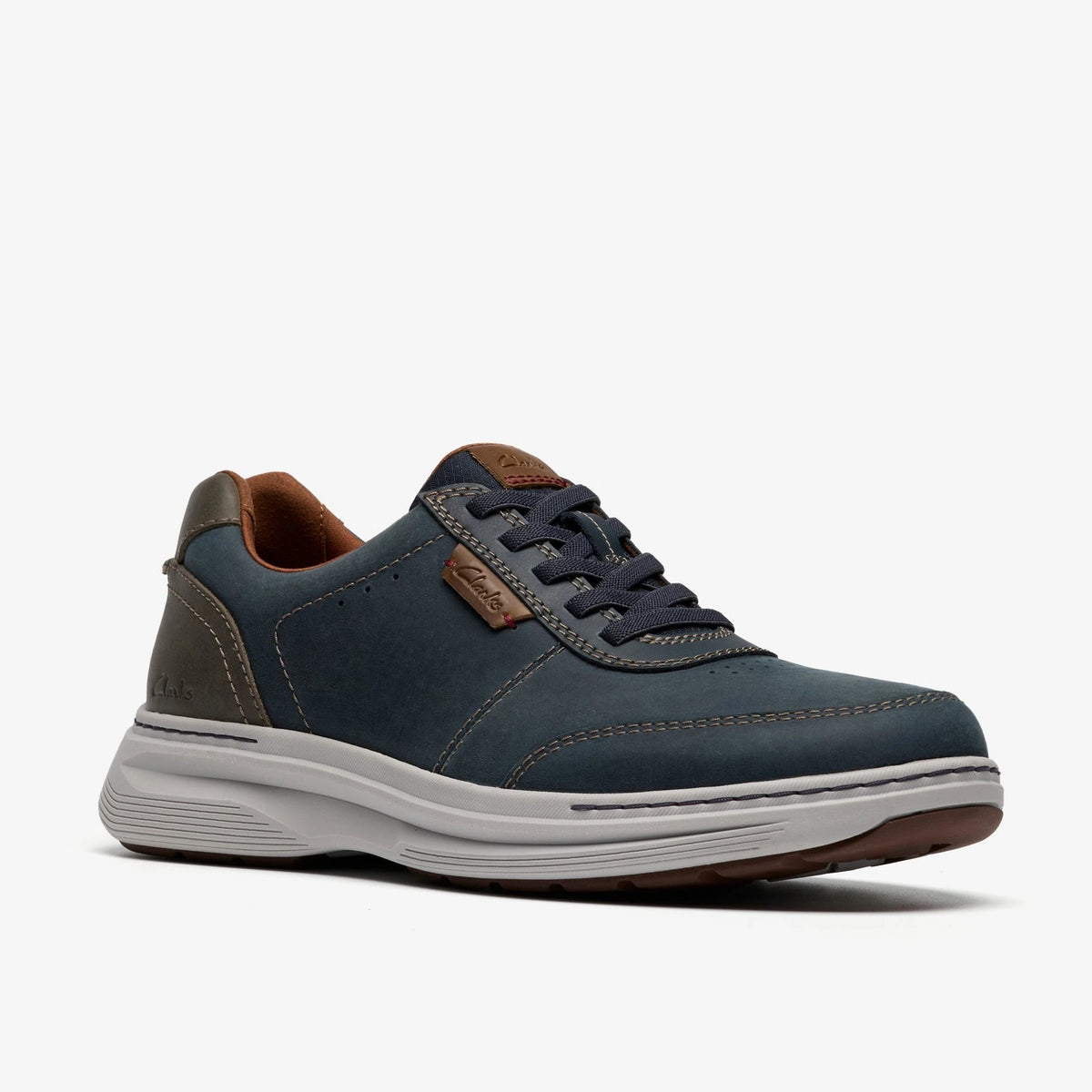Elastic Lace Leather Sneaker - Navy