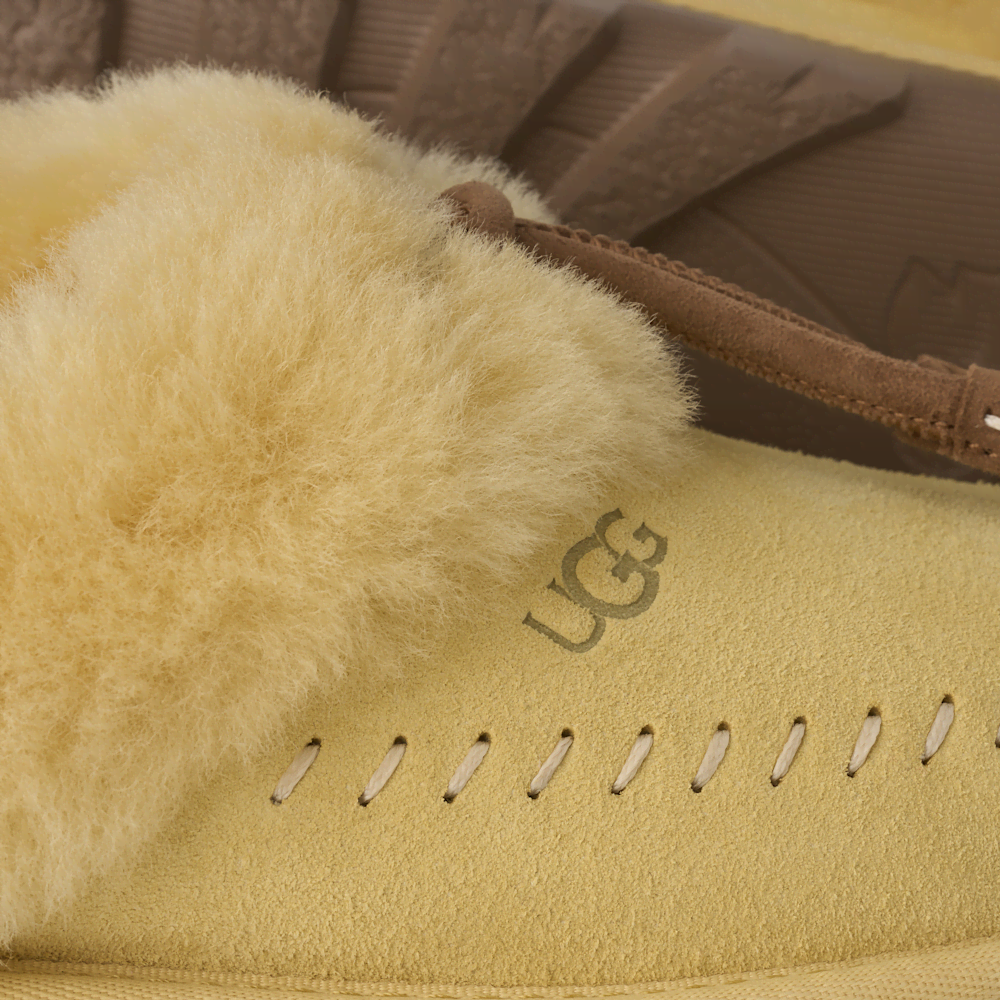 Women's Suede Sheepskin Lined Slippers - Mustard