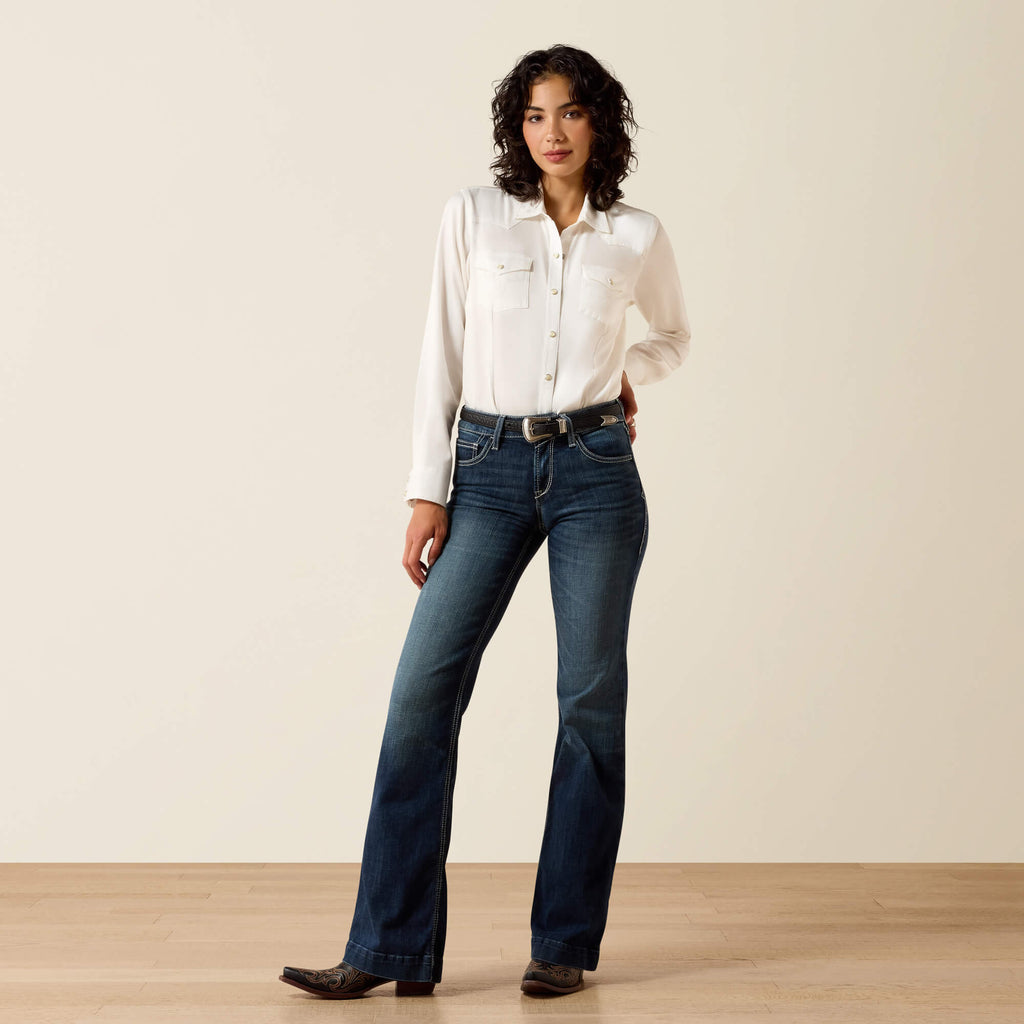 Women's Mid-Rise Stretch Trouser Jeans - Blue