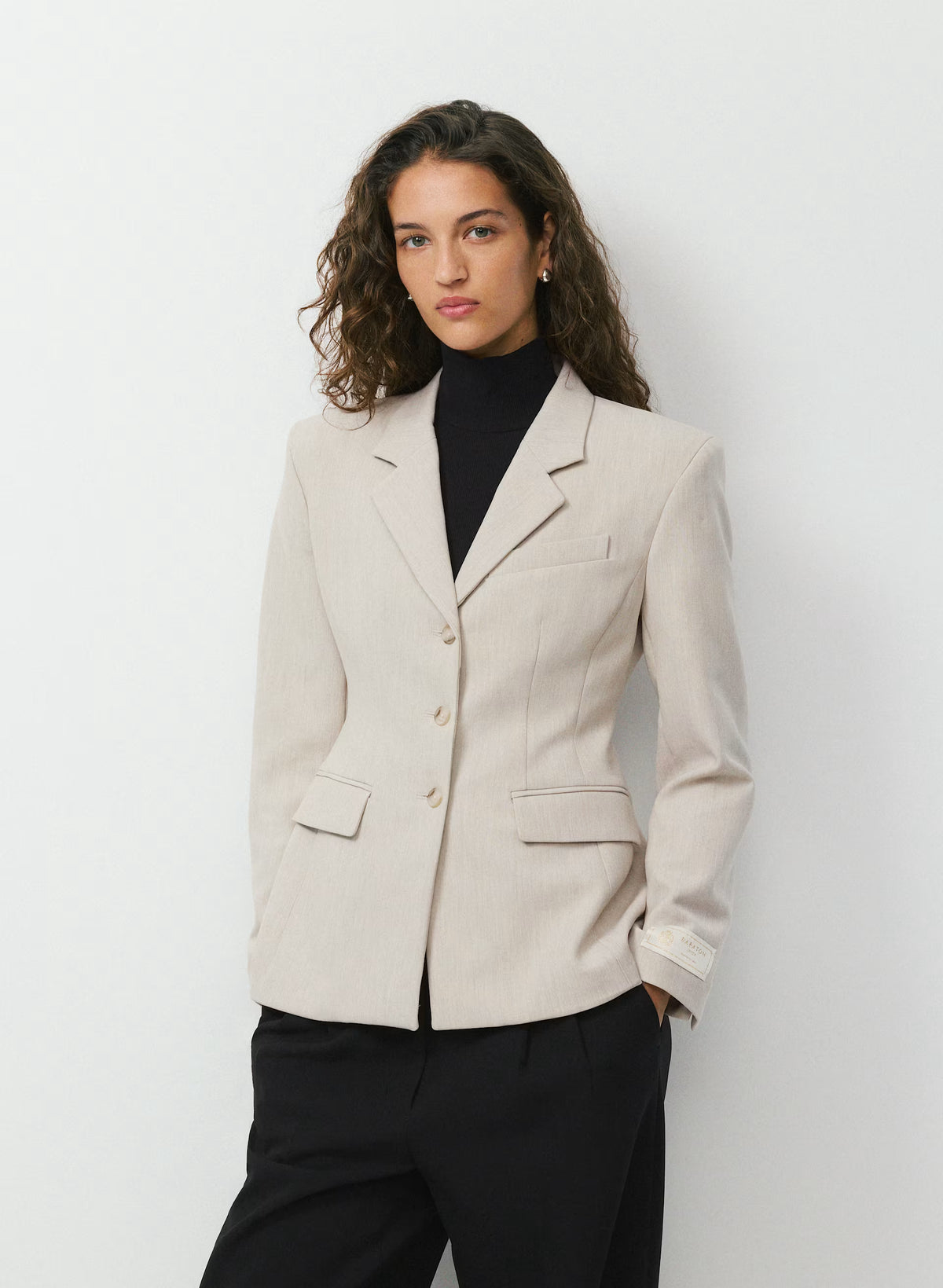 Single-Breasted Stretch Blazer - Brown Check