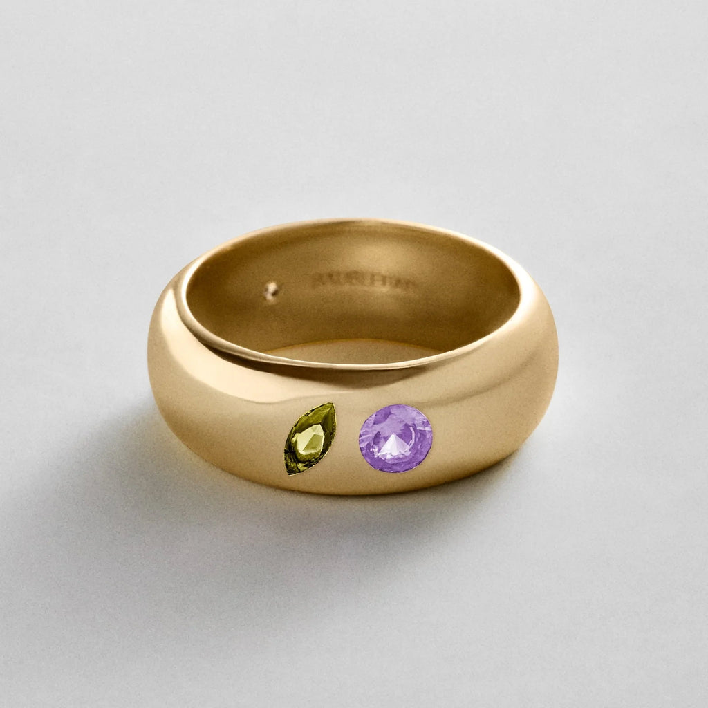 Custom Two-Stone Gold-Plated Band Ring