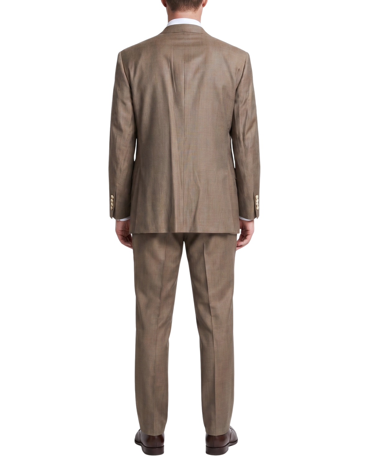 Men's Camel Tan Classic Fit Peak Lapels Wool 3-Piece Suit