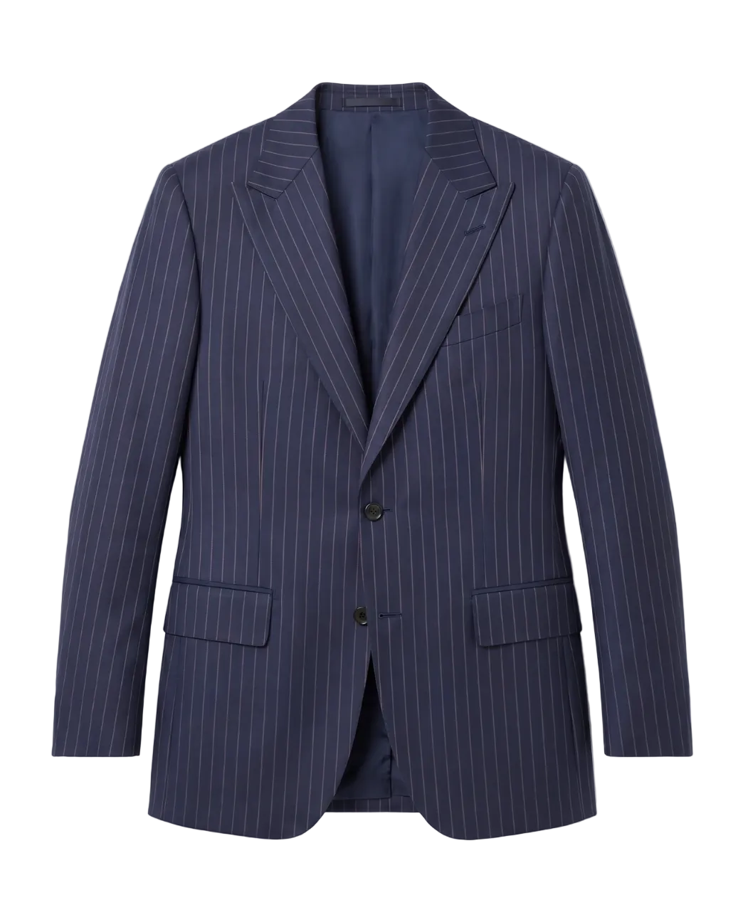 Men's Navy & Orange Pinstripe Classic Fit 2-Button Wool Suit