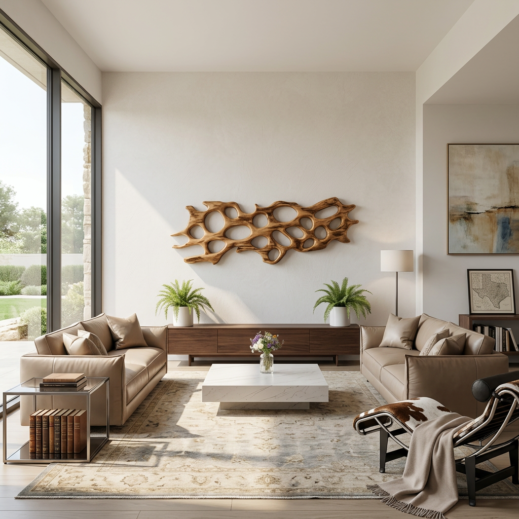 Carved Solid Wood Abstract Wall Sculpture with Organic Openings - view 2
