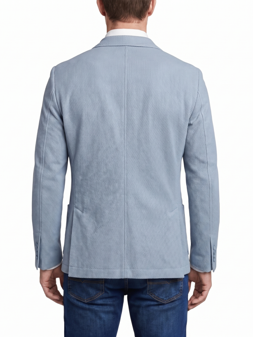 Men's Light Blue Technical Weave Slim Fit 4 Way Stretch Air Blazer