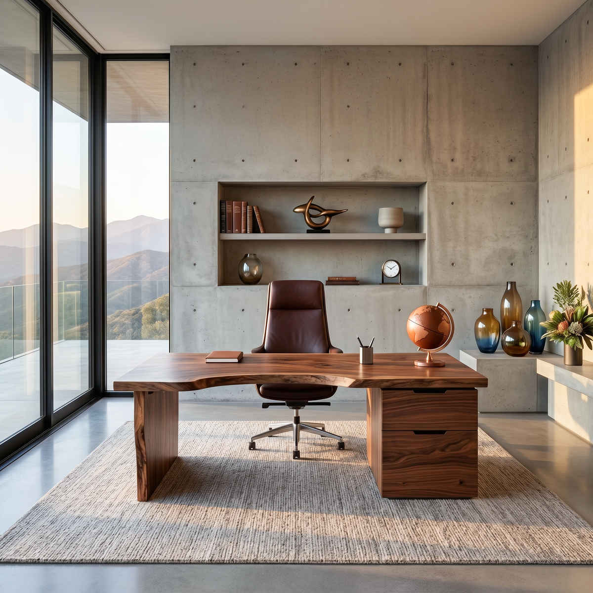 Organic Live Edge Solid Wood Desk with Built-In Drawers - view 2