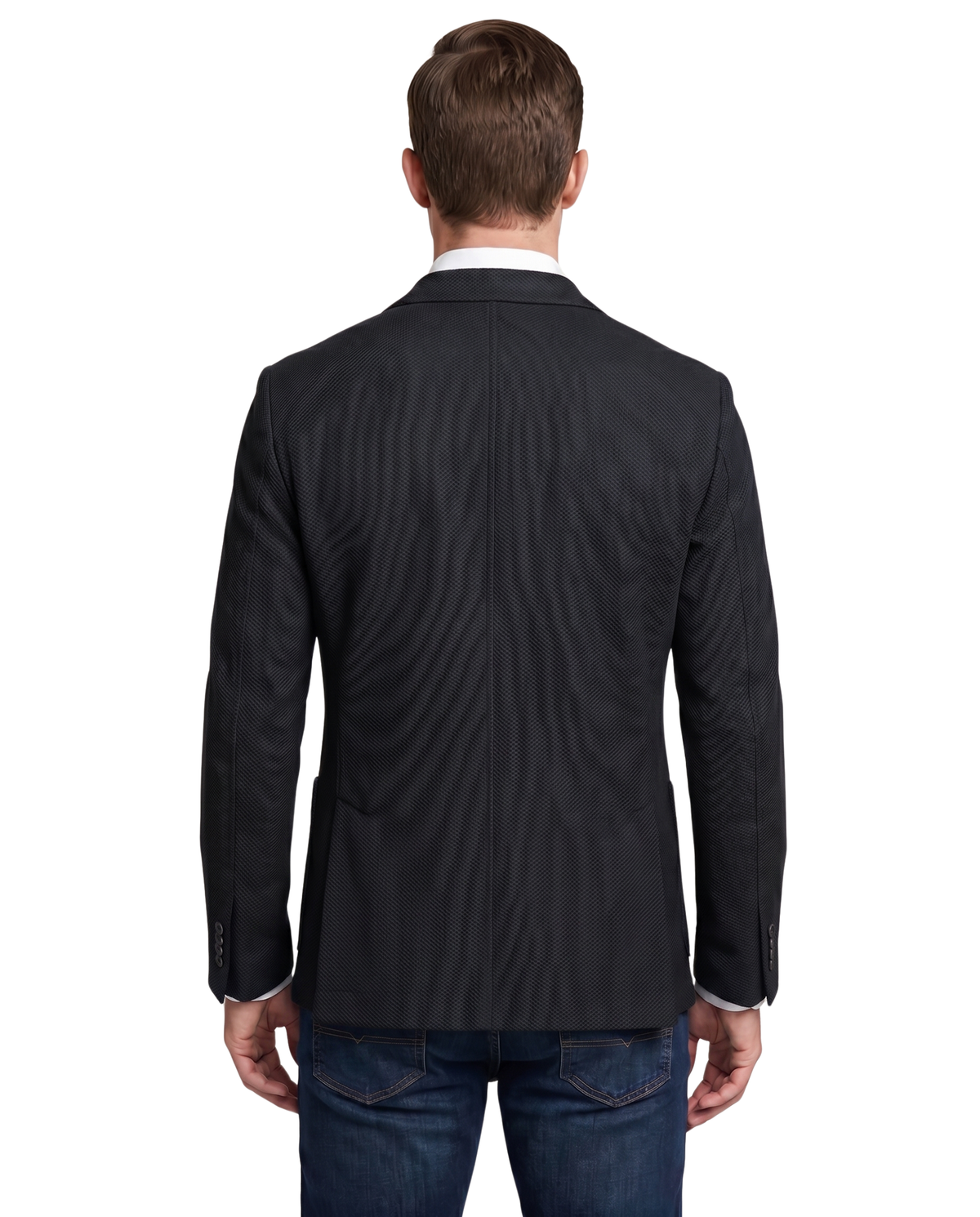 Men's Black Technical Weave Slim Fit 4 Way Stretch Air Blazer