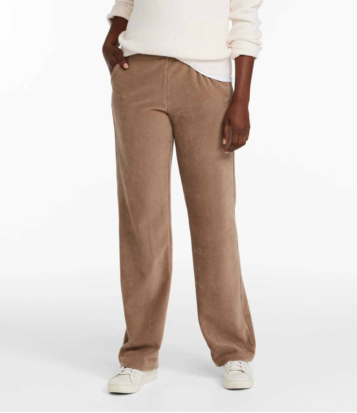 Women's Stretch Corduroy Straight-Leg Pants - Khaki