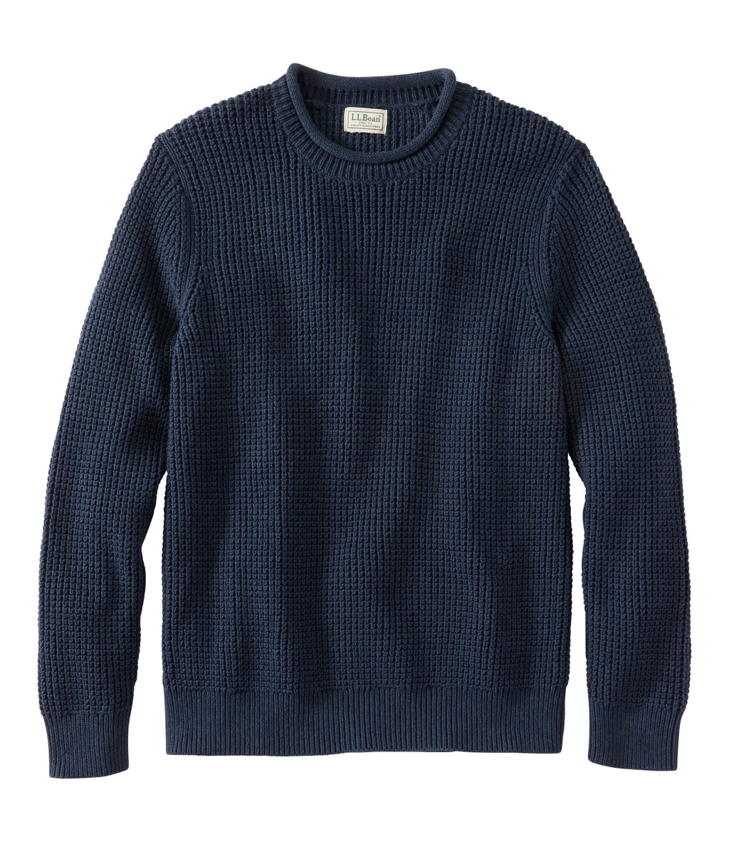 Men's Organic Cotton Waffle Knit Sweater - Indigo