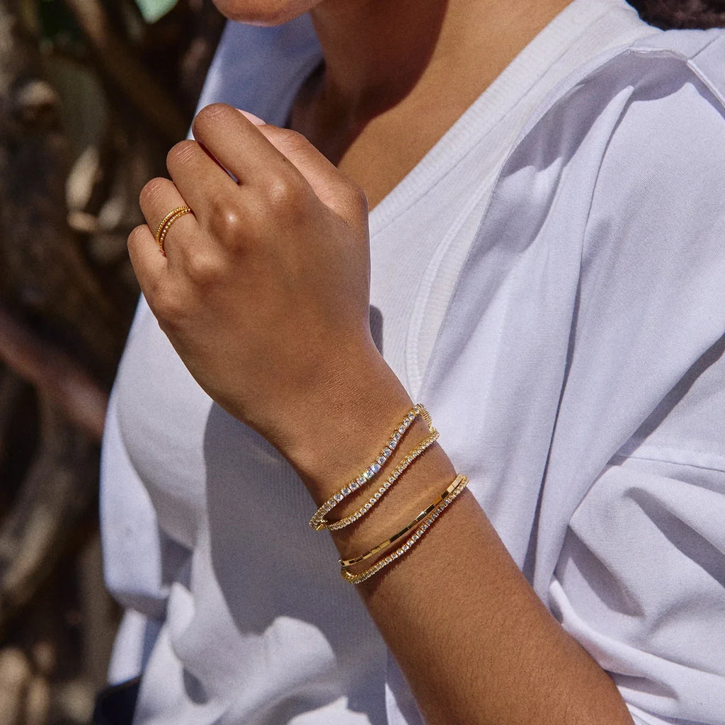 Gold-Plated Rectangular Bead Bracelet