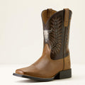 Kids' Wide Square Toe Leather Boots - Brown
