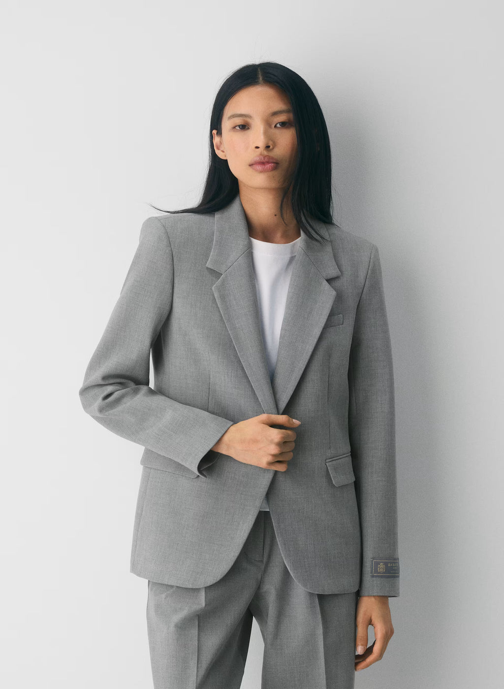 Single-Breasted Stretch Blazer - Check