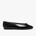 Women's Leather Square Toe Ballet Flat - Black