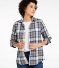 Women's Cotton Flannel Shirt - Indigo Plaid