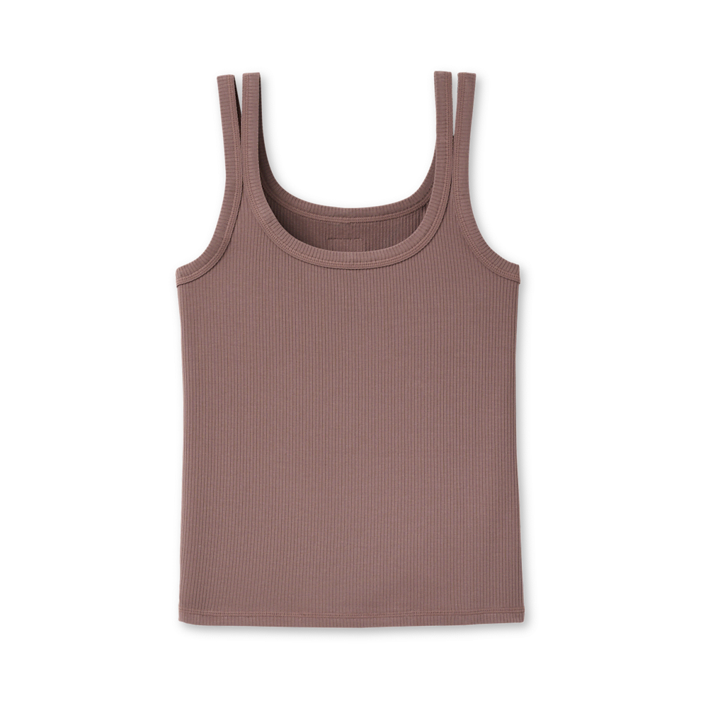 Women's Ribbed Split-Strap Tank Top - Allspice