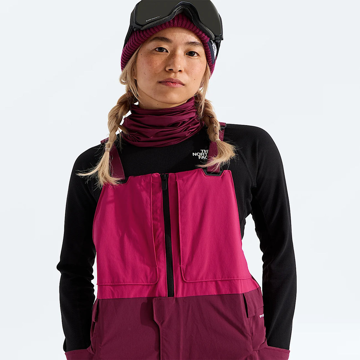 Women's Snow Bib Pants - Burgundy