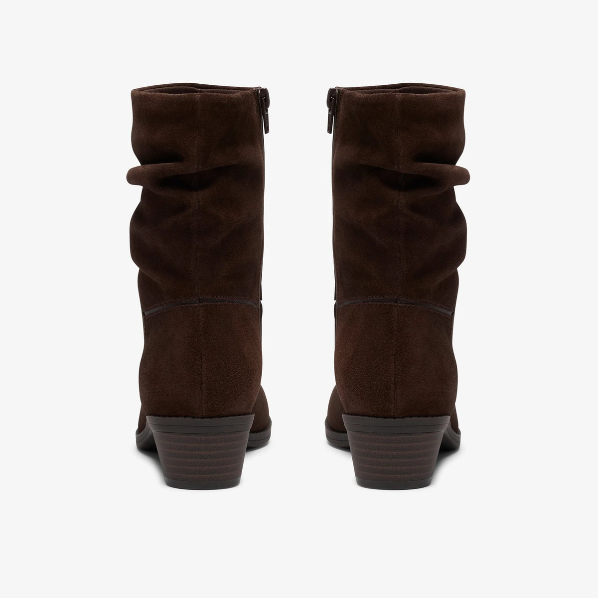 Suede Slouch Ankle Boot - Dark Brown