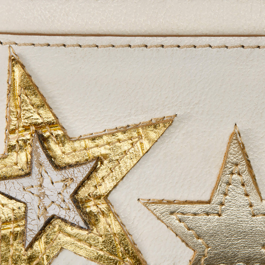 Metallic Leather Star Card Case - Blue